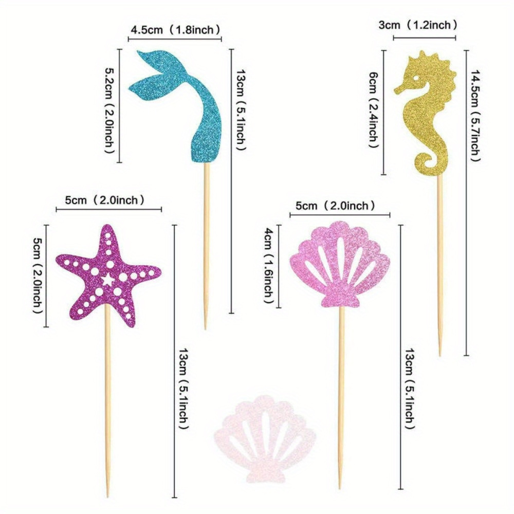 Mermaid Tail Cupcake Toppers – Little Mermaid Theme Party – Under