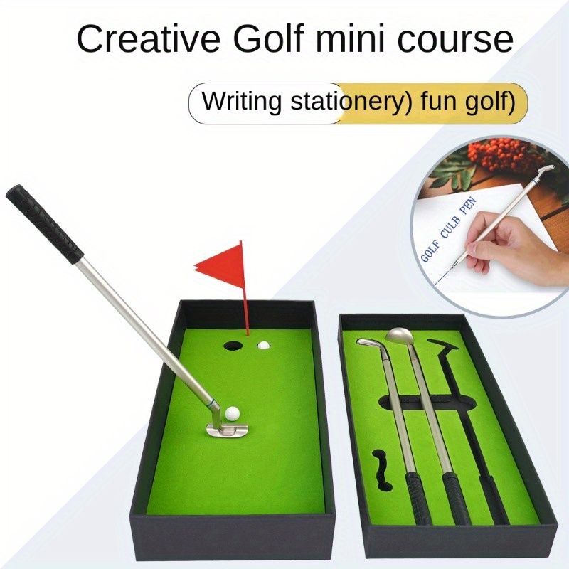 Ensemble de stylos de golf, Mini stylo balle de golf de bureau, stylo à  bille 3pcs Mini Golf Club avec drapeau de golf, meilleur cadeau de golf