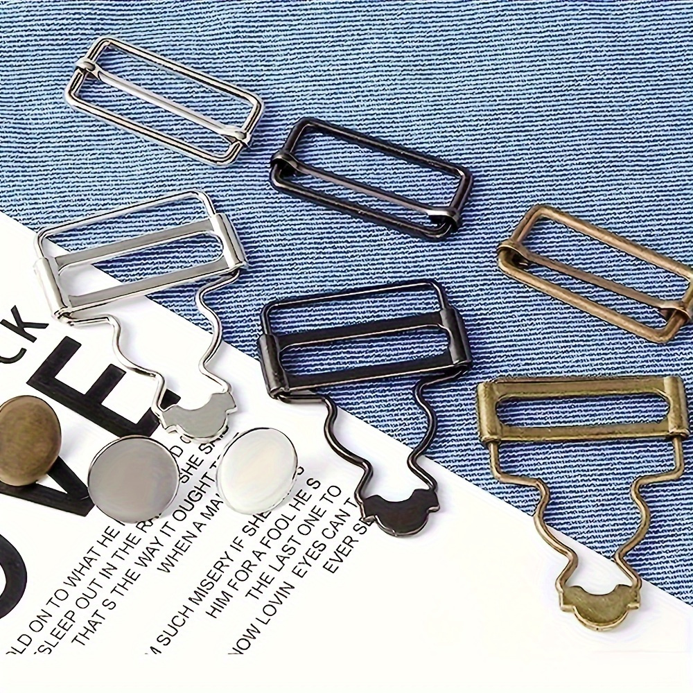 6 Set Fibbie Metalliche Per Salopette - Clip Reggicalze Con Bottoni Jeans | Scorrevole E Regolabile - Foto 4