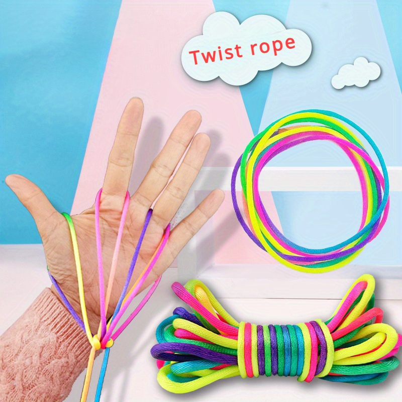 1 Set Colored Rope Elastic Fitness Game Tricks Games Rainbow Stretchy Rope  Cradle Rope Hand Game Finger Rope Game Cats Cradle Rope Educational Finger