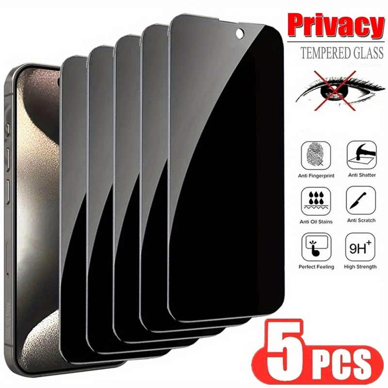 5pcs Privacy Screen Protector For Iphone 15 Pro Max 14 Plus Tempered Glass For Iphone 13 11 Pro X Xs Max 12 Mini Xr Anti-peeping Glass