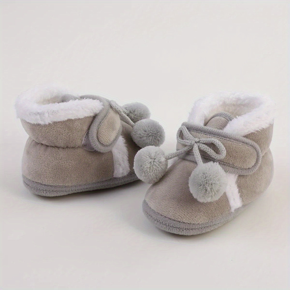 Cute Plush Ball Comfortable Boots For Baby Girls, Soft Warm Fleece Boots For Indoor Walking, Winter