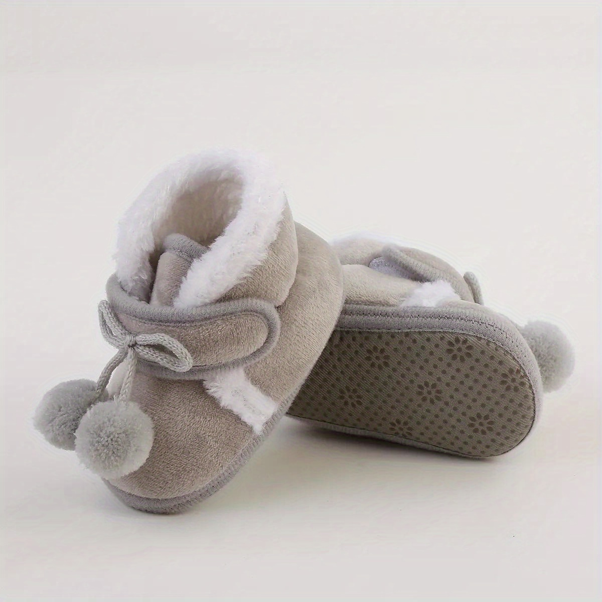 Cute Plush Ball Comfortable Boots For Baby Girls, Soft Warm Fleece Boots For Indoor Walking, Winter