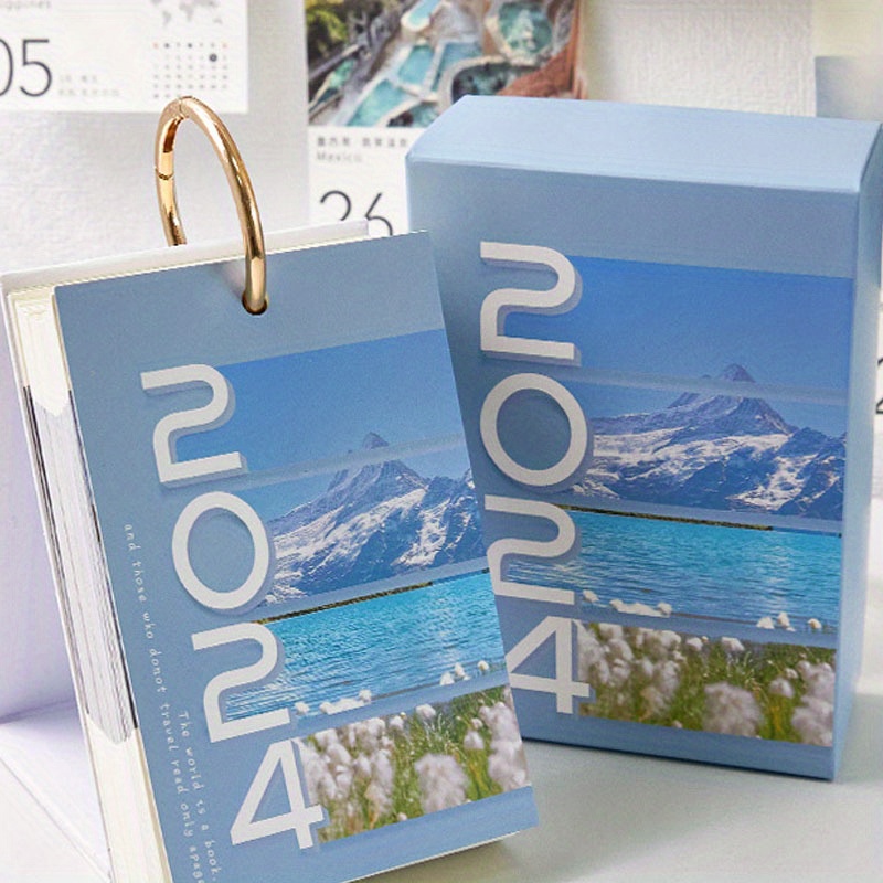 2024 Travel Calendar Creative Landscape Desk Calendar - Temu