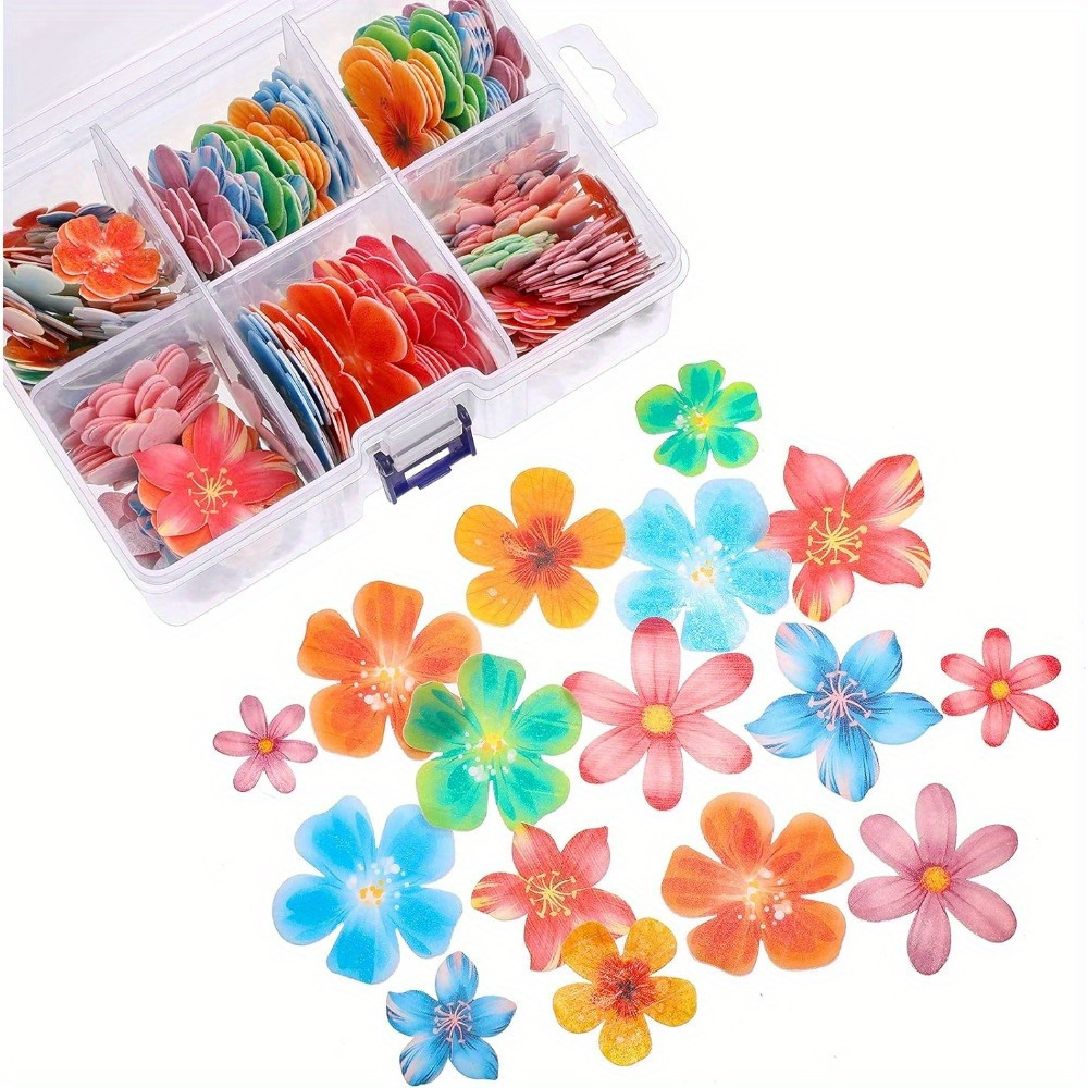 

314pcs, Flowers Cupcake Toppers Wedding Cake Wafer Flowers Cupcake Toppers Birthday Party Food Decoration Mixed Size And Colors