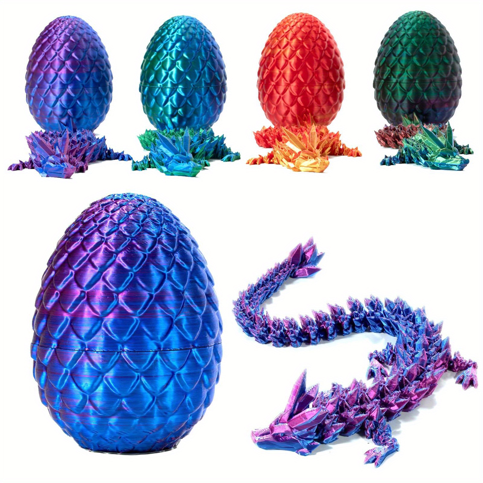 3D Printed Articulating Crystal Dragon Flexi Dragon Fidget Toy