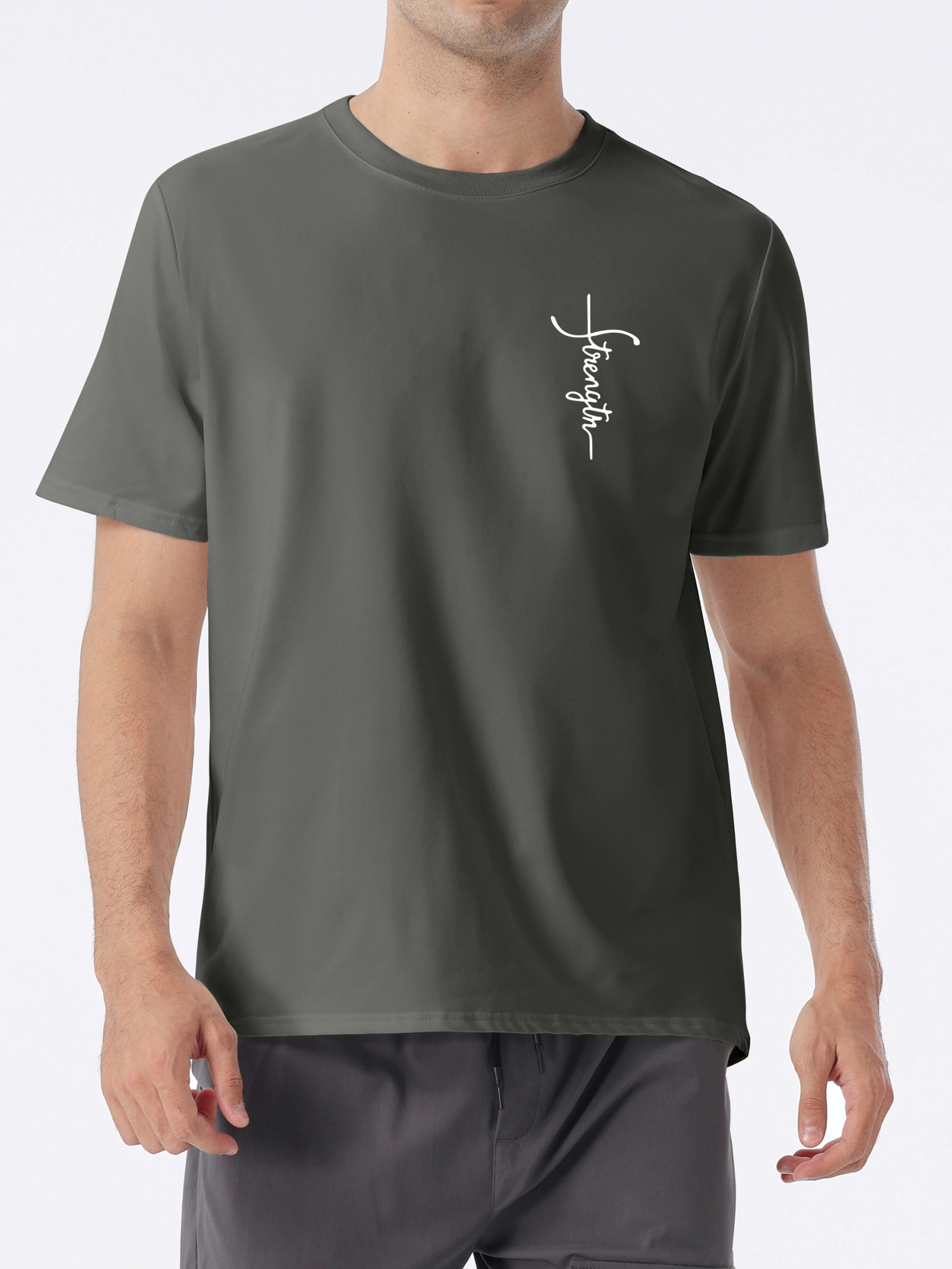 Men's Round Neck Embroidered Letter T-Shirt