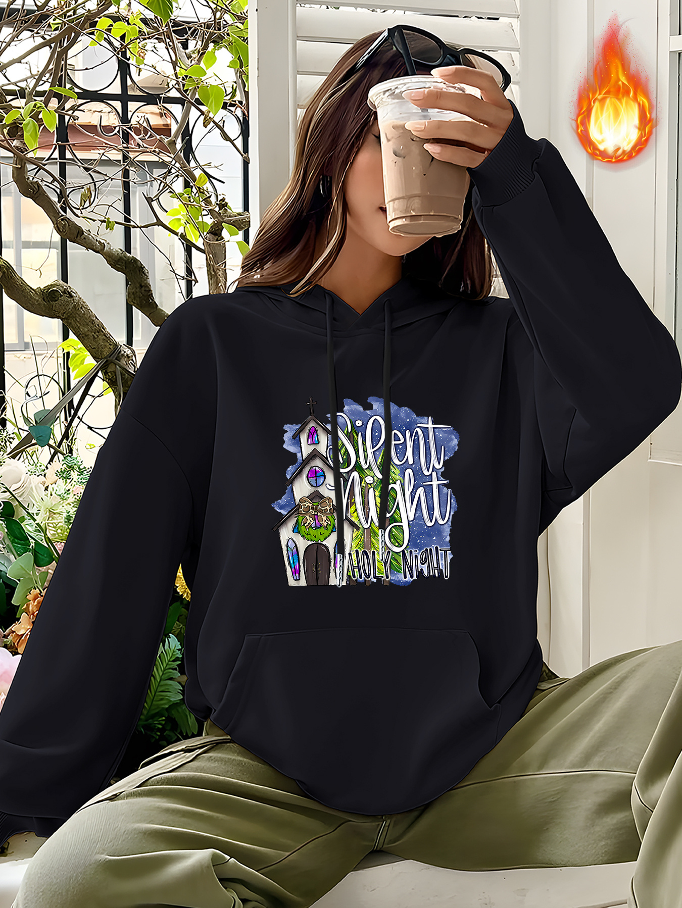 Sudadera con capucha para mujer, casual, con estampado de letras, con  cordón, para dormir