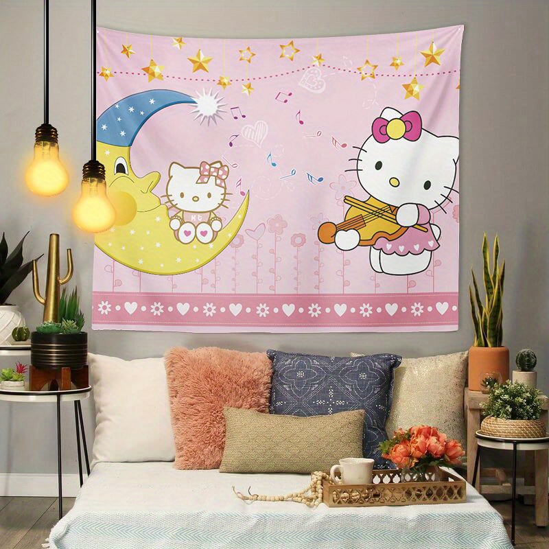 Hello Kitty Tapestry Kawaii Wall Hanging Decoration - Temu