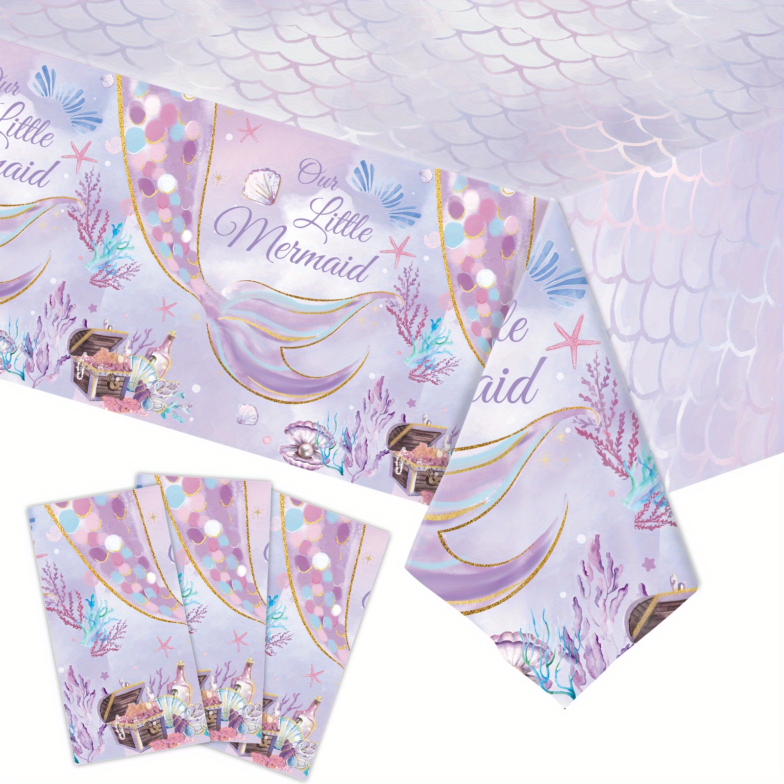 New Mermaid Fish Tail Fish Scale Birthday Party Theme Flag - Temu