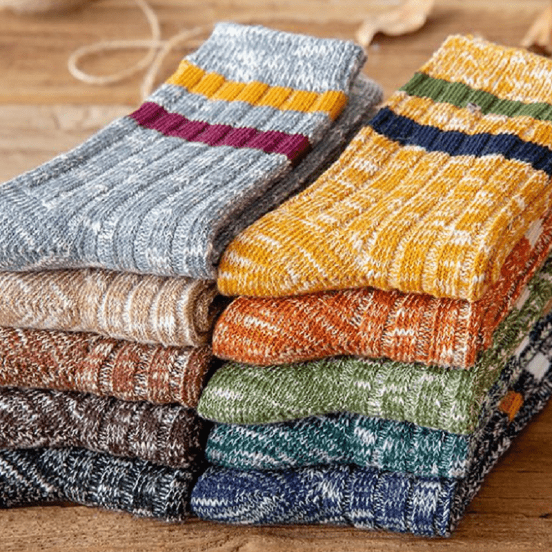 

10pairs Men's Creative Striped Christmas Snowflake Print Polyester Knit Fabric Breathable Hand Wash Socks