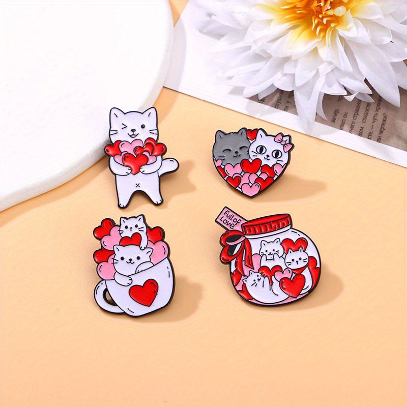 Blucome Enamal Animal Brooches Cute Cat with Flower Shape Corsage Suit Bag  Scarf Hat Pins for Women Kids Clothes Accessories