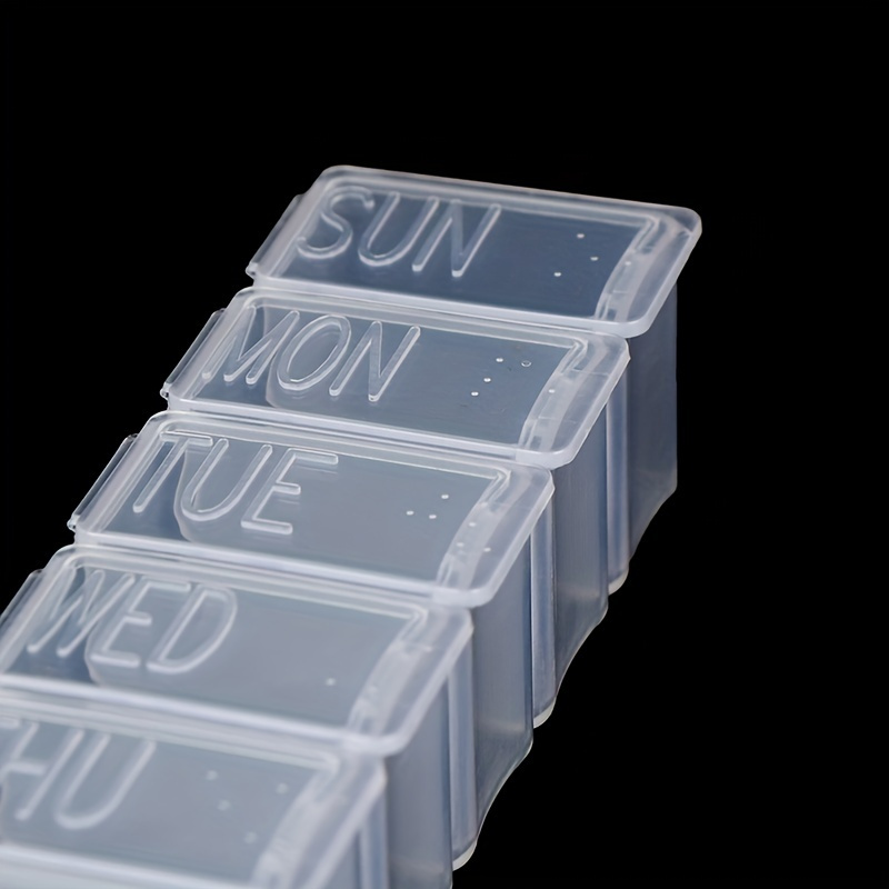 1pc Pill Box 7 Days Braille Lettering Household Pill Case Storage Dispenser  Medicine Storage Splitters