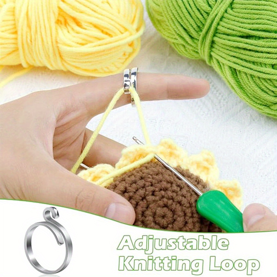 Knitting Crochet Ring Ring Anello Regolabile 'uncinetto - Temu Italy
