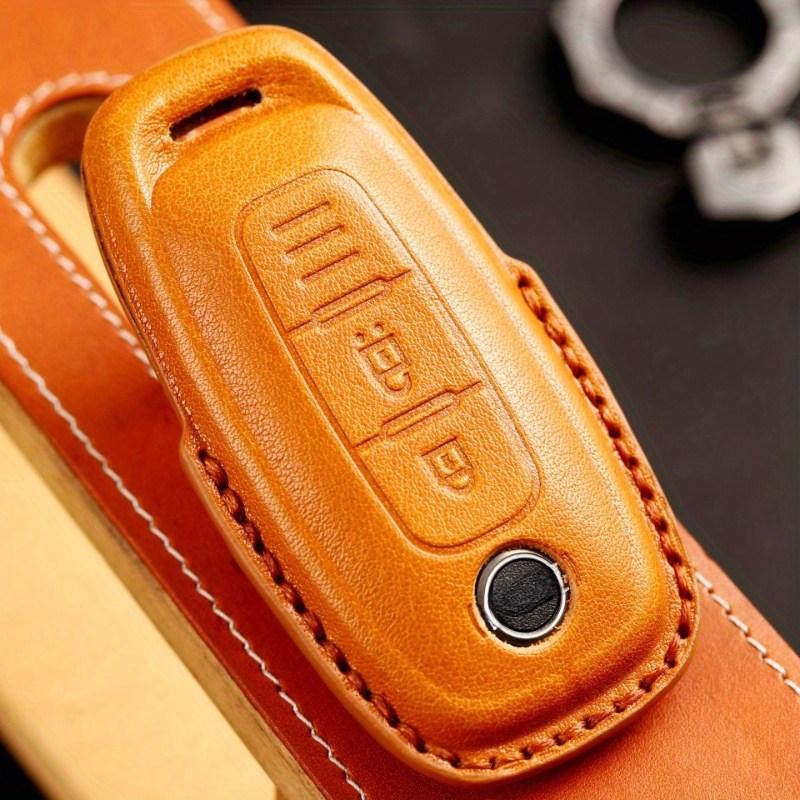 Faux Cowhide Leather 2 Button 3 Button Teana Key Cover Temu Australia