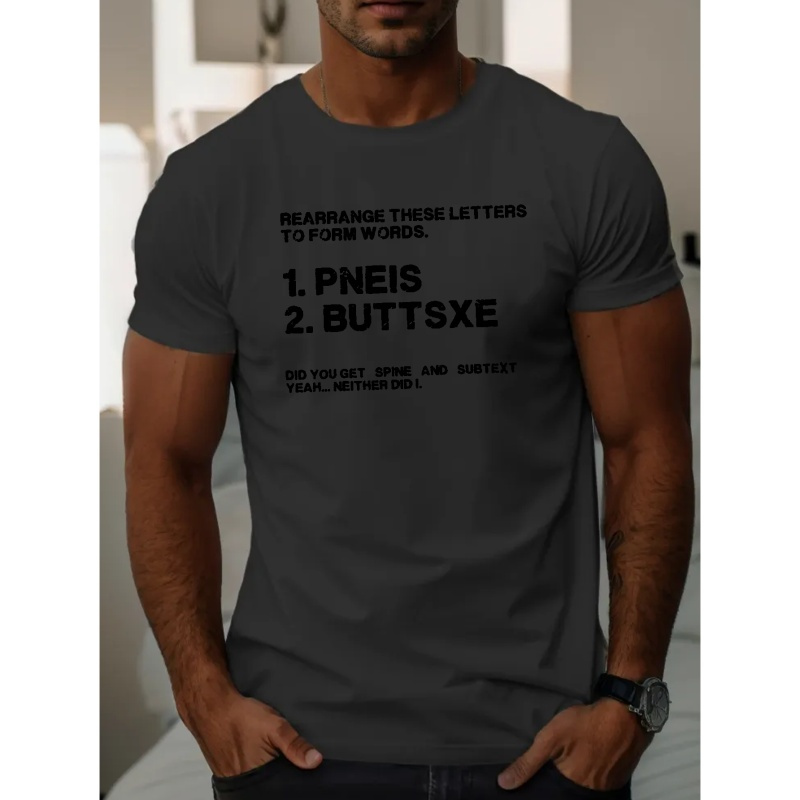 

Did You Get Spine Print Men's Casual T-shirt, Short Sleeve Round Neck Tee Top Men's Summer Outdoor Clothing