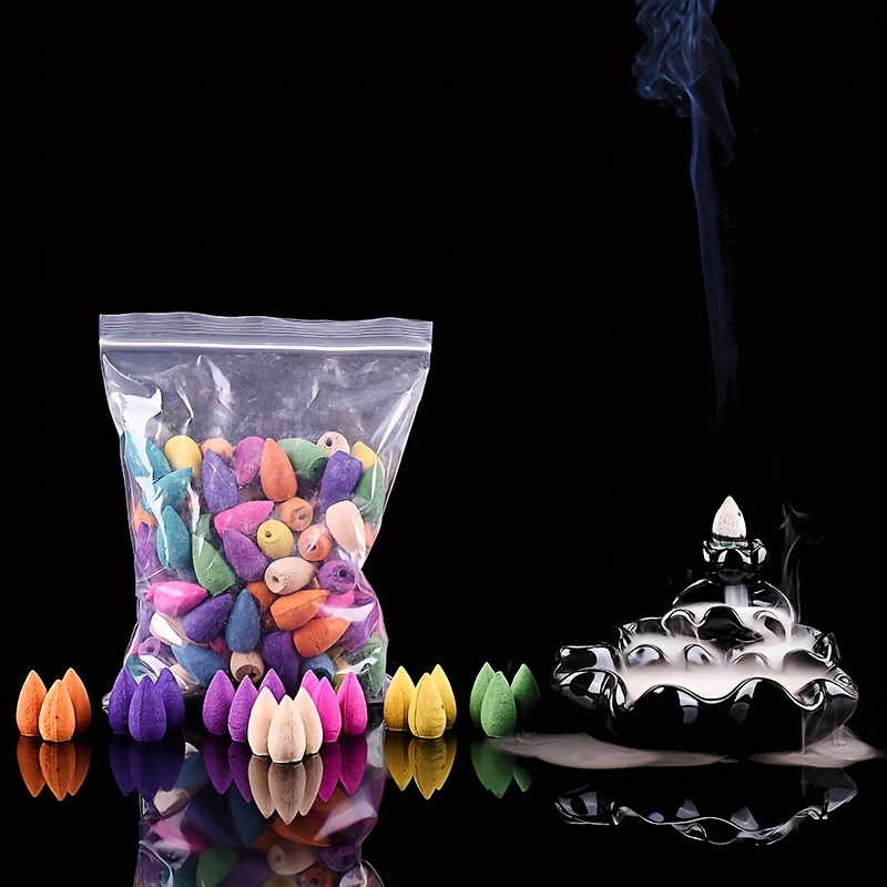 

300pcs Natural Waterfall Incense Cones, Reflux Tower Incense For Burner Smoke Backflow Cone, Fragrance Lavender Incense Cones