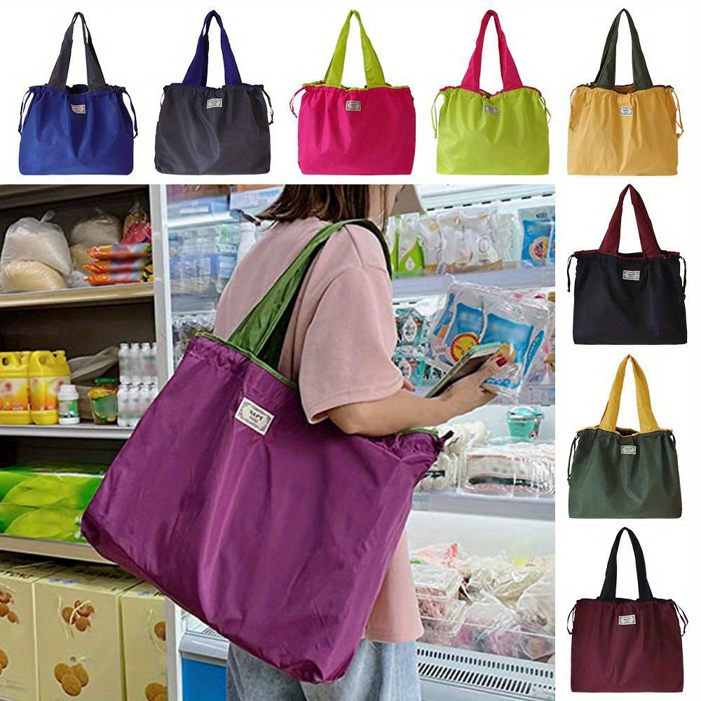 

1pc Reusable Grocery Bags, Portable And Large Capacity Shopping Bag, Foldable Shoulder Grocery Tote Bag, Gift For Women, For Shopping And Travel, Kitchen Organizers And Storage, Kitchen Accessories