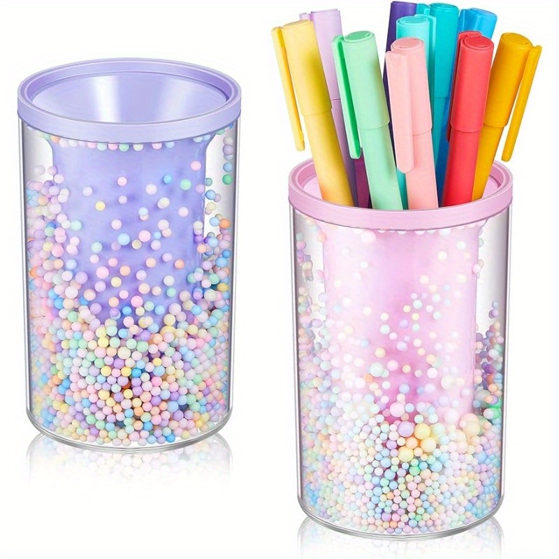 Cute Pink Bucket Pencil Holder Metal Pen Cup Decorative Desktop