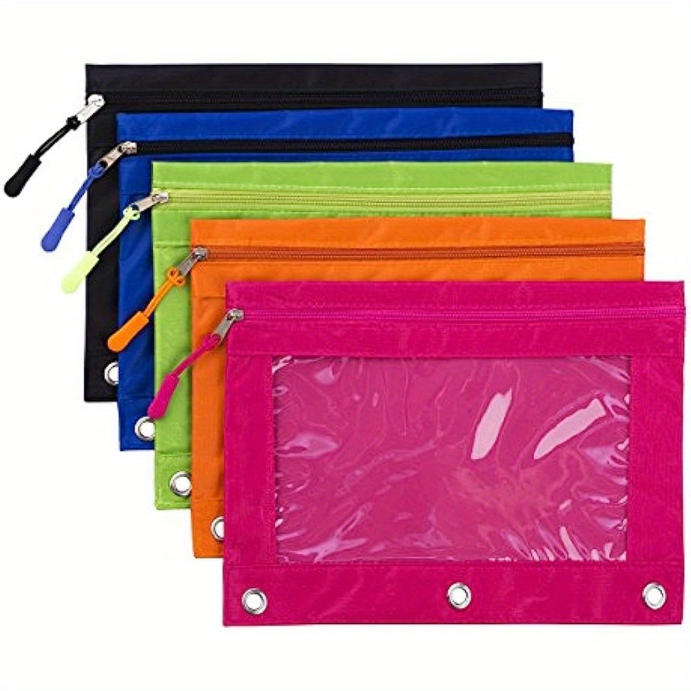 Binder Pencil Pouch Bulk 6 Pack, 3 Fantasy Designs with Zippers
