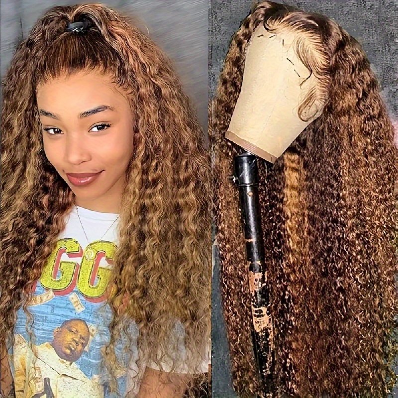 4 27 Highlight Curly Human Hair Wigs 13x4 Deep Wave Lace Temu