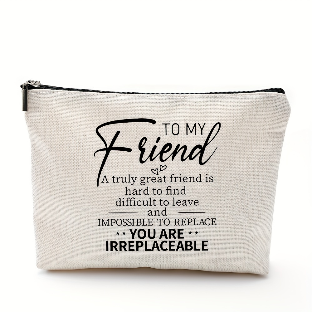 

1pc Best Friend For Women Friendship Gifts Birthday Gifts, Linen Cosmetic Bag, Gifts For Best Friend, Makeup Bag For Women Birthday Gifts