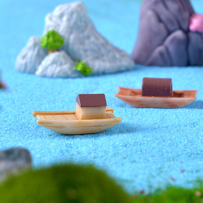 Mini Fishing Boats Water Resin Boat Micro Landscape Aquarium - Temu
