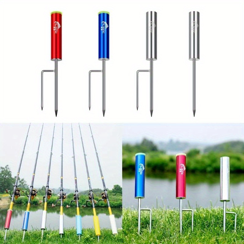 1pc Portable Metal Fishing Rod Holder Bracket, Durable Fishing Rod Socket  For Ground Insertion, Fishing Accessories