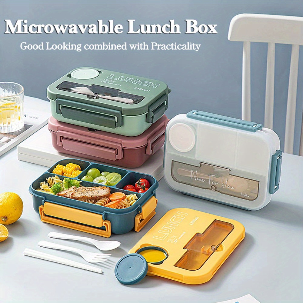 Tupper lunch box rectangular de 3 compartimentos con cubiertos y