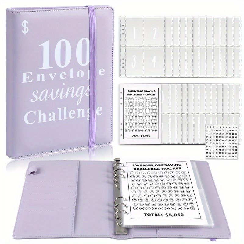 Classeur de défi de 100 enveloppes, moyen facile et amusant d'économiser 5  050 $, classeur de défis d'épargne, classeur budgétaire avec enveloppes de  caisse, livre de planification budgétaire