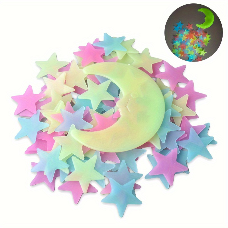 10pcs Large Glow In The Dark Stars and Moon, Stick On Stars Glow In Dark  Kids Room Decoration, Glow In Dark Stars for Ceiling Wall