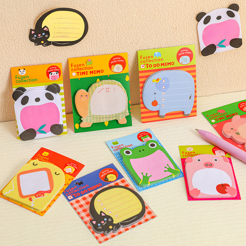 

A Set Of 8 Packs With 160 Sheets Of Animal-shaped Sticky Notes, A Cute And Creative Cartoon-themed Notepad With Multiple Sticky Notes, And Adorable Stickers.