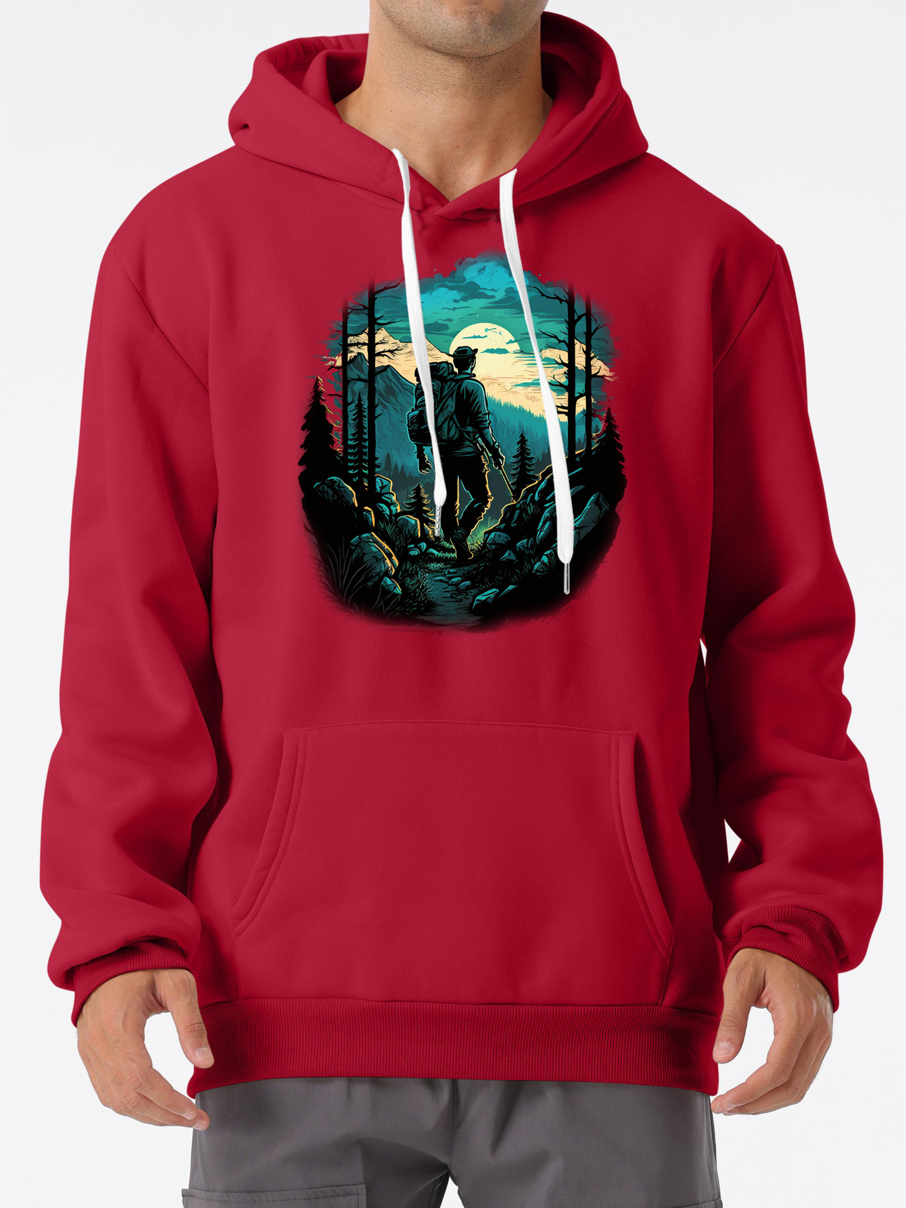 Forest printing long sleeve hooded sweatshirt new arrivals