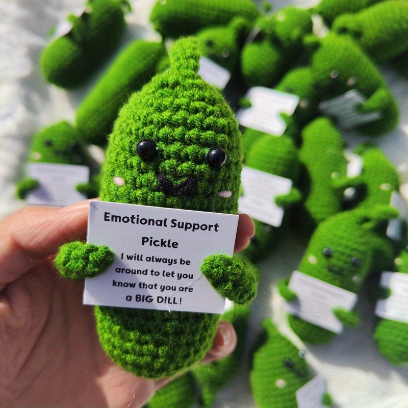 Kehuo Emotional Support Pickled Cucumber Gift, Knitted Doll
