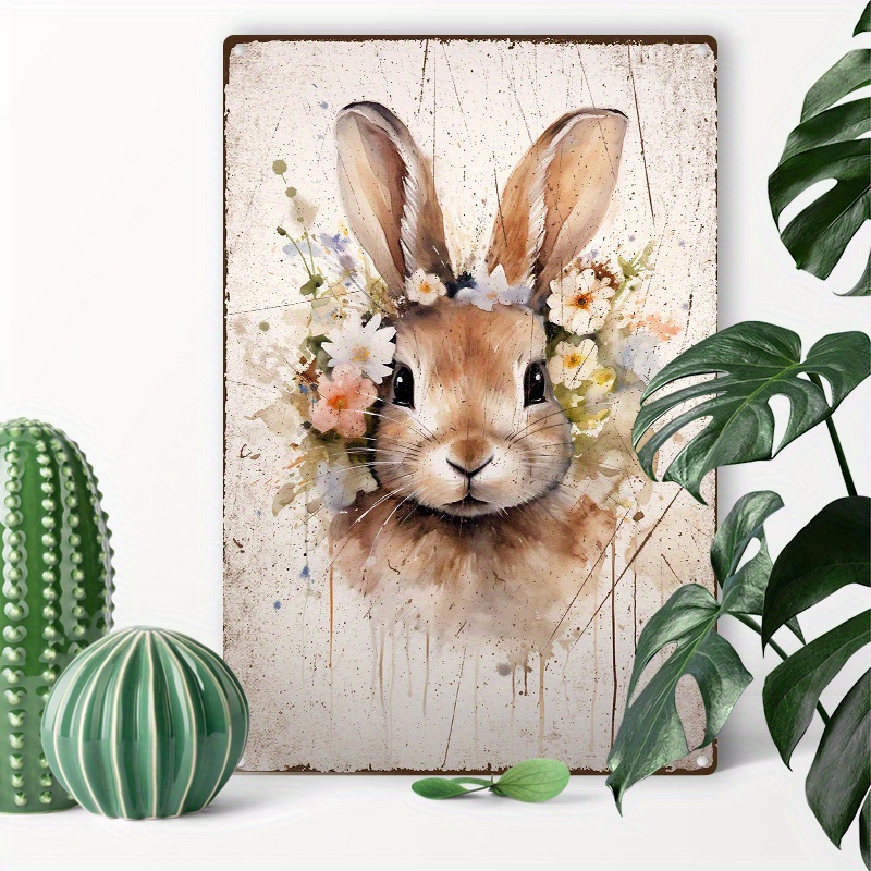

1pc 8x12inch (20x30cm) Aluminum Sign Metal Tin Sign Welcome Rabbit Spring Easter Bunny Watercolor Holiday Valentines Day Metal Signs Wall Decor