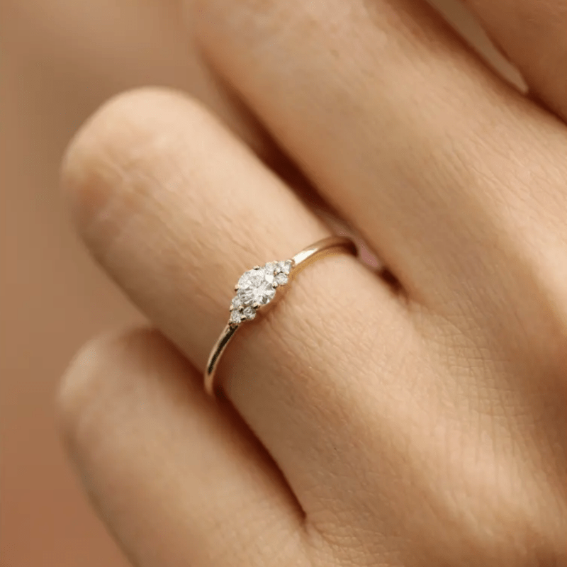 

Exquisite Zircon Wedding Ring Monochrome Thin Finger Ring Elegant Simple Style Jewelry For Women
