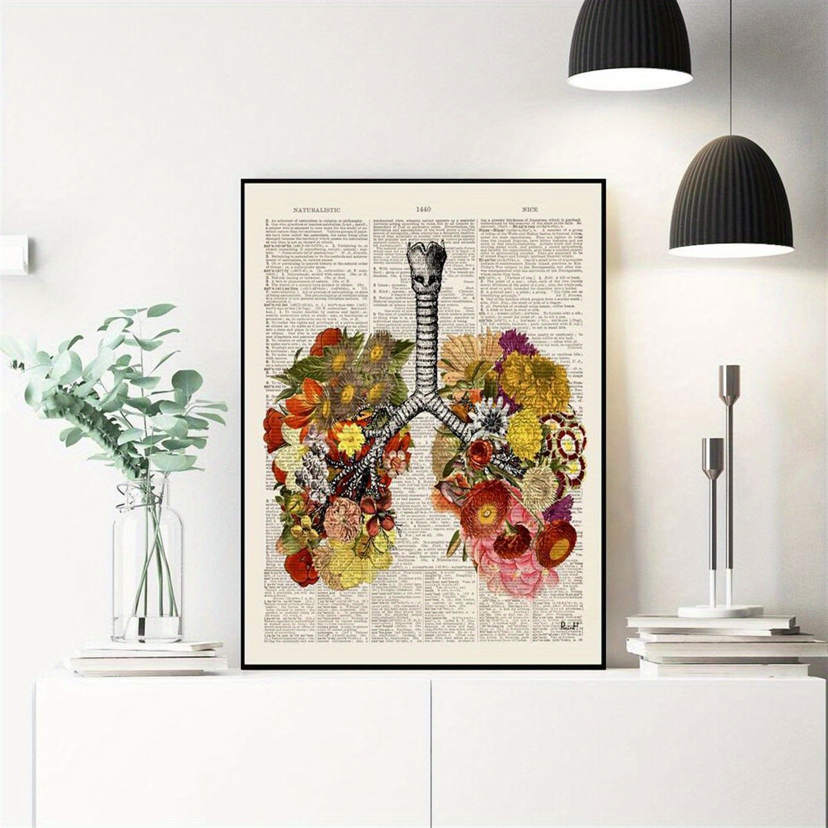 6 Pezzi Floreali Di Anatomia Umana Scheletro Organo Poster Artistico Cuore,  Polmoni, Teschio, Colonna Vertebrale, Caduceo Pittura Astratta Decorazione  Ospedaliera Immagine Da Parete Stampa Su Tela, Decorazione Per Sala Studio,  Decorazione Per