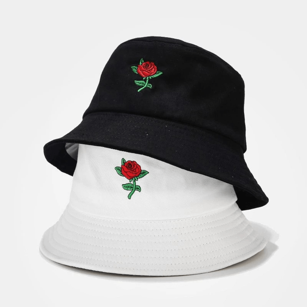 New Embroidered Rose Bucket Hat Lightweight Stylish - Temu