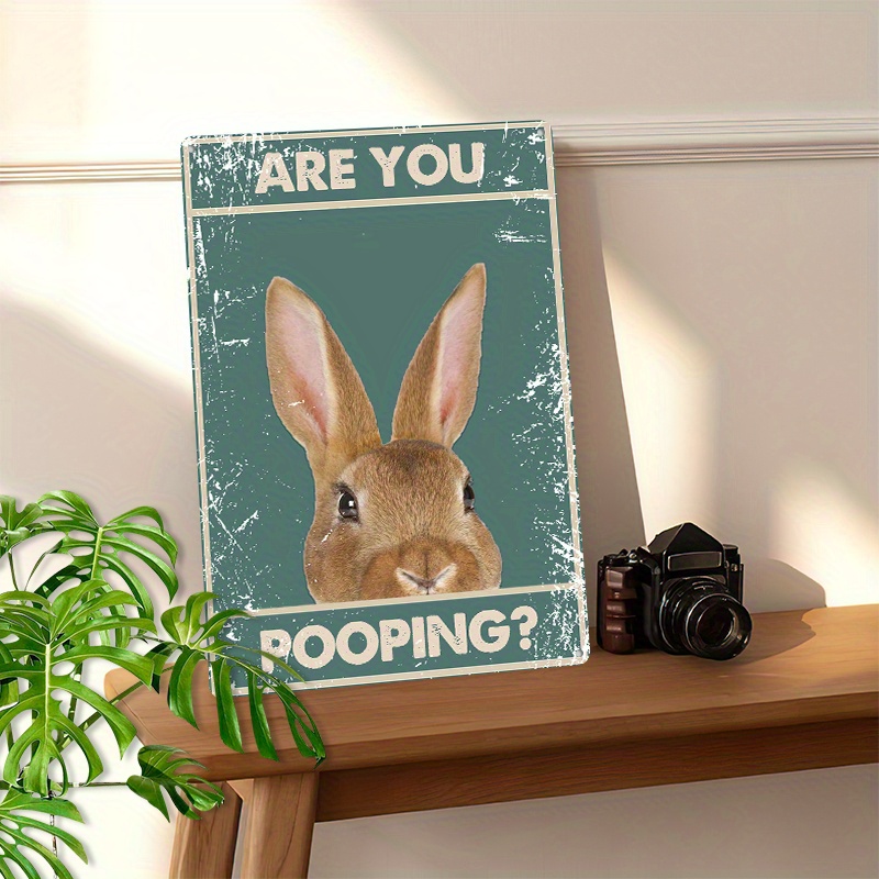 Funny Dog Pooping Sign - 8x12 Inch Metal Bathroom Decor With Humorous Slogan