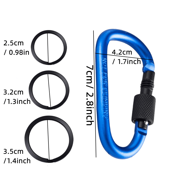  Carabiner hook Double ring key holder (Black) : Automotive