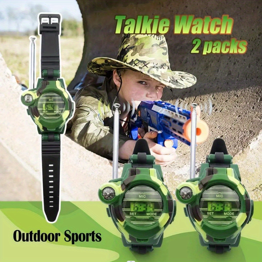 Walkie Talkies, reloj espía de juguetes del ejército para niños de 8 a 12  años, reloj digital 7 en 1, Walkie Talkies, transceptor bidireccional de