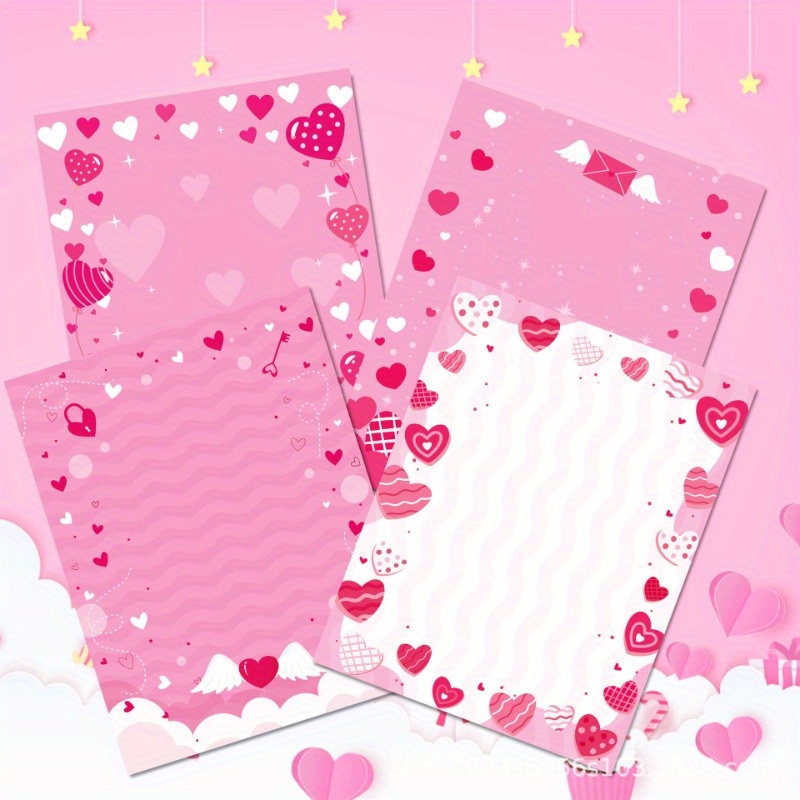 Love Scrapbook Paper Vintage Valentines Day Love Heart Rose - Temu