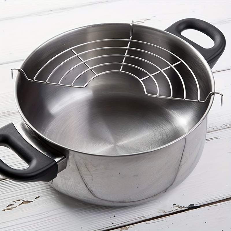 Versatile 304 Stainless Steel Semi-Circular Rack for BBQ, Frying & Steaming - Oil Draining and Insulation Design