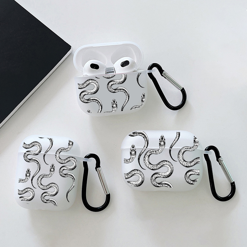 

Grey Snake Graphic Earphone Case For Airpods 1/2/3, Airpods Pro 1/2, Eey Gift For Birthday, Girlfriend, Boyfriend, Friend Or Yourself Pattern Headphone Case