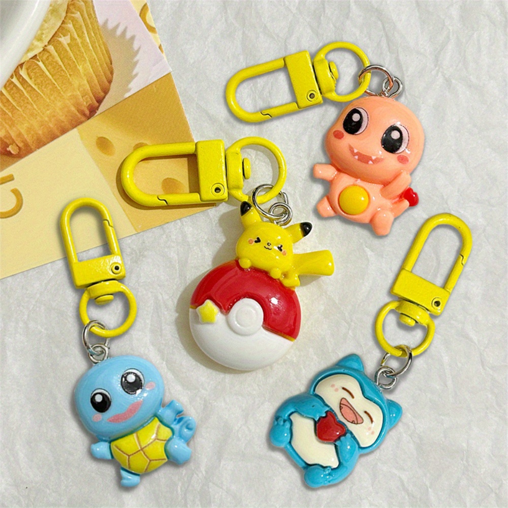 Temu Pikachu Cartoon Sweet Yellow Keychain Cute Squirtle Pendant Bestie Gift Backpack Accessories Keychain Grab Doll Pendant Decoration Bag Birthday