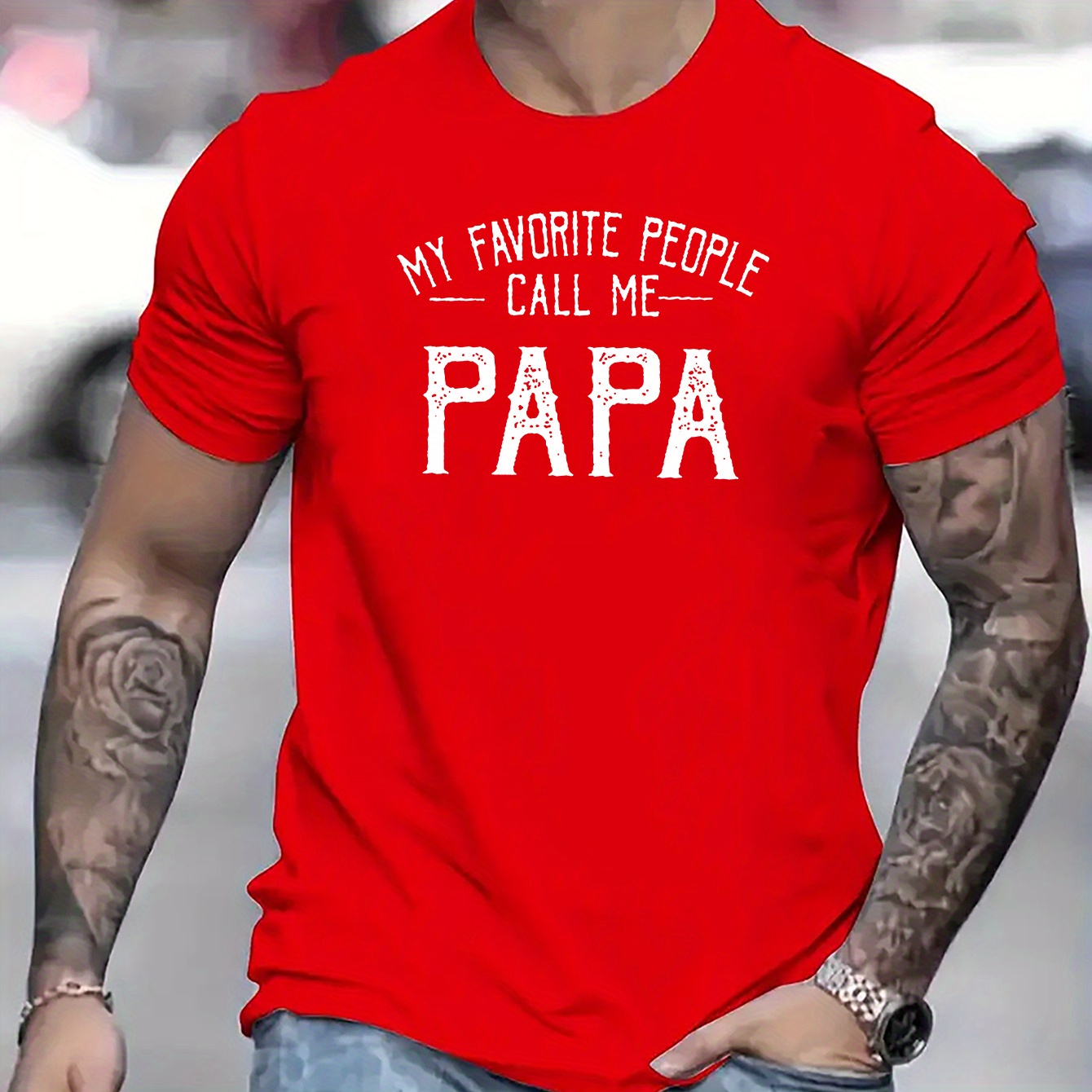 

My Favorite People Call Me Papa Print T Shirt, Tees For Men, Casual Short Sleeve T-shirt For Summer