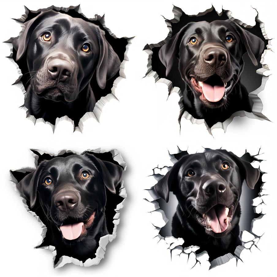 

4in1 Cute Black Labrador Retriever Stickers For Car, Wall, Fridge, Toilet And More - Black Labrador Decals
