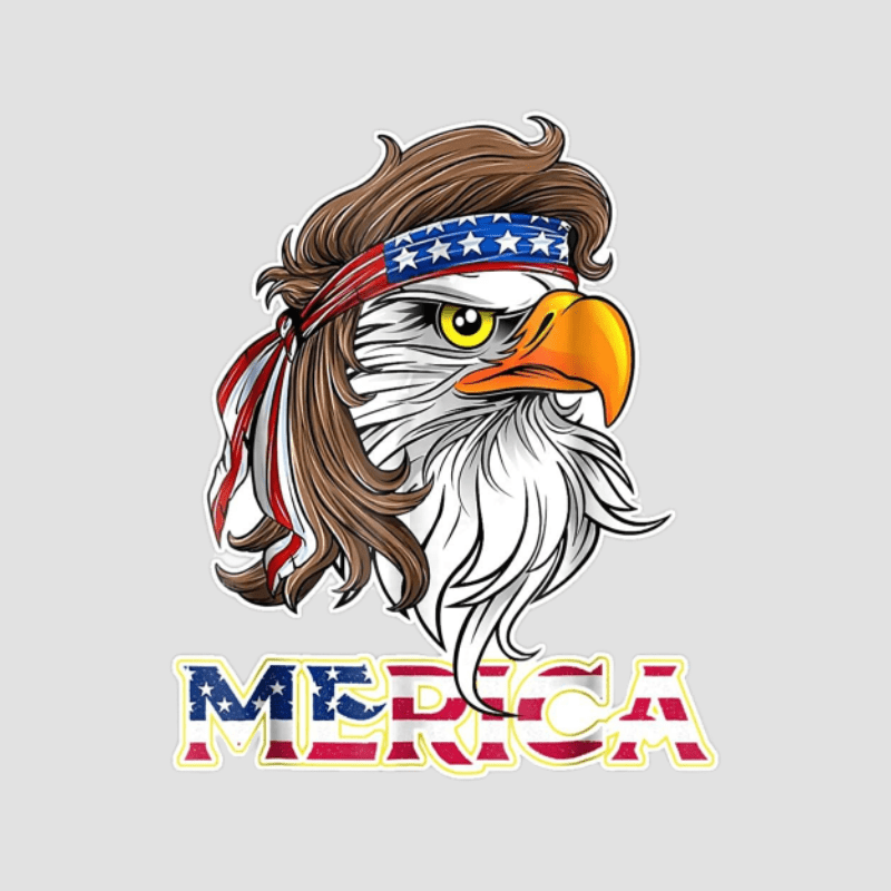 

Eagle Mullet American Flag Merica Usa Vinyl Sticker, Waterproof Decal For Laptop Wall Window Bumper