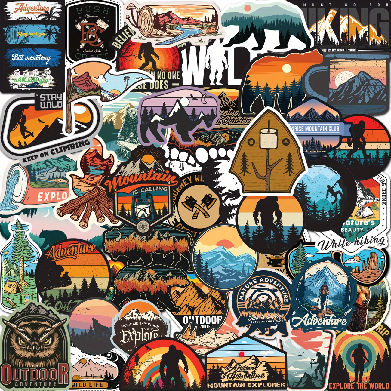 Outdoor Hiking Adventure Camping Stickers Pack Waterproof - Temu