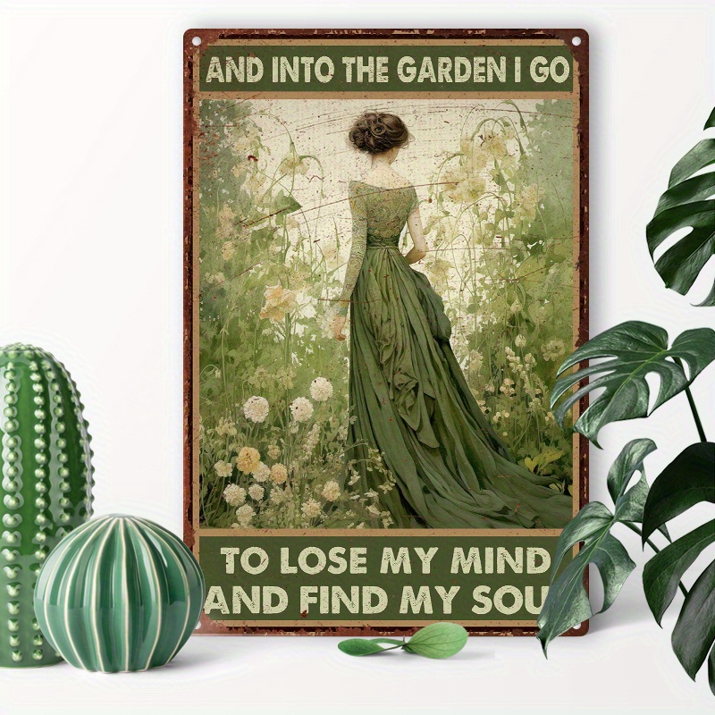 

1pc 8x12inch (20x30cm) Aluminum Sign Metal Tin Sign, And Into The Garden To Lose For Home Bedroom Wall Decor